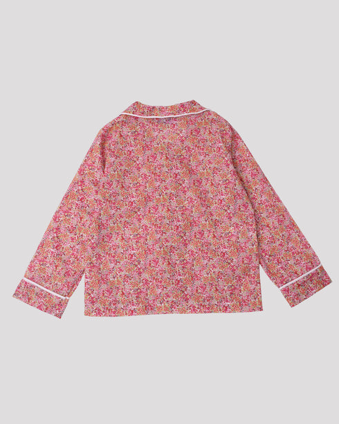 Pijama din bumbac fin cu flori rosii